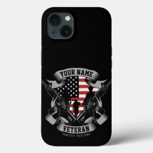 Personalized American Veteran Proud Vet USA Flag  iPhone 13 Case