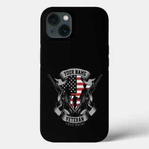Personalized American Veteran Proud Vet USA Flag  iPhone 13 Case