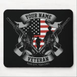 Personalized American Veteran Proud Vet USA Flag Mouse Pad<br><div class="desc">Personalized American Veteran Proud Vet USA Flag featuring Soldiers with Firearms and American Flag Design. Personalized with your Name, Custom Text and Location! Perfect gift for that special person in your life!</div>