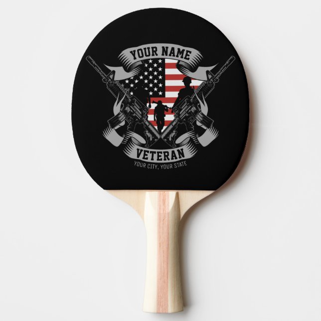 Personalized American Veteran Proud Vet USA Flag   Ping Pong Paddle (Front)