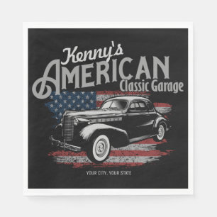 Personalized American Vintage Classic Car Garage  Napkin
