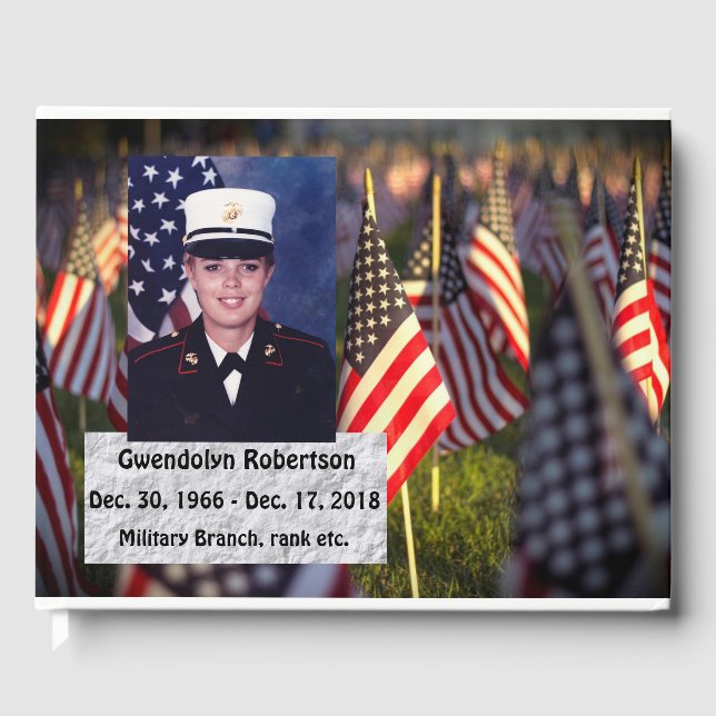Personalized AmericanVeteran Memorial Guest Book (Front)