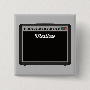 Personalized Amplifier Illustration for Musicians 2 Inch Square Button