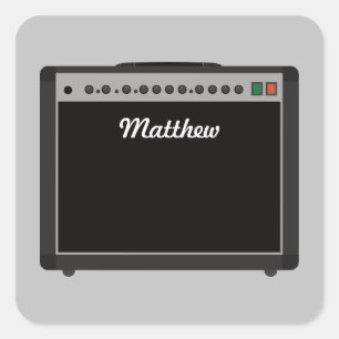 Personalized Amplifier Illustration for Musicians Square Sticker