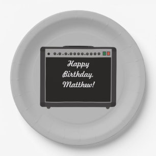 Personalized Amplifier Rock and Roll Party Paper Plate