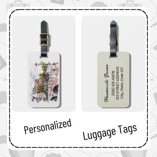 Personalized Amsterdam Holland Vintage Travel Art Luggage Tag
