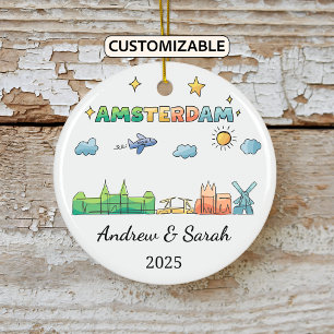Personalized Amsterdam Ornament, Netherlands Ceramic Ornament