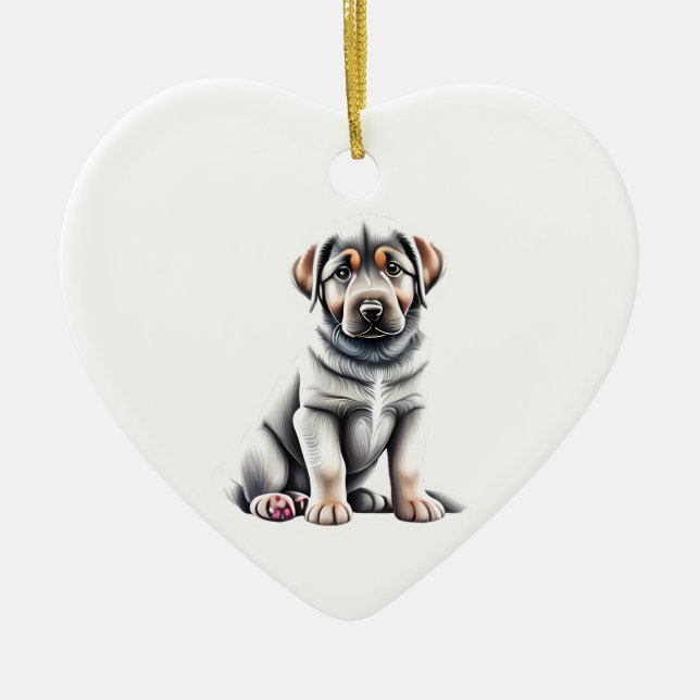 Personalized Anatolian Shepherd Puppy Ceramic Ornament (Front)