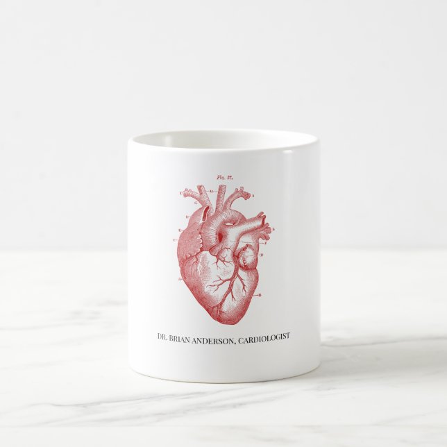 Personalized Anatomical Heart Cardiologist Name Coffee Mug (Center)