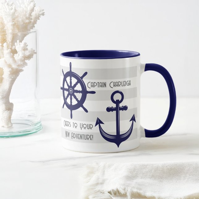 Personalized Anchor and Boat Wheel Nautical Coffee Mug (Creator Uploaded)