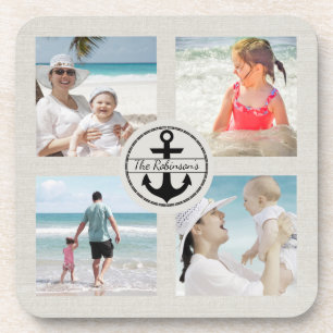 Personalized Anchor Photo Collage Coaster