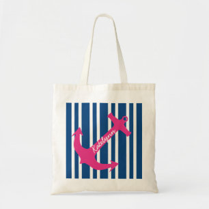 Personalized Anchor Stripe Tote Bag