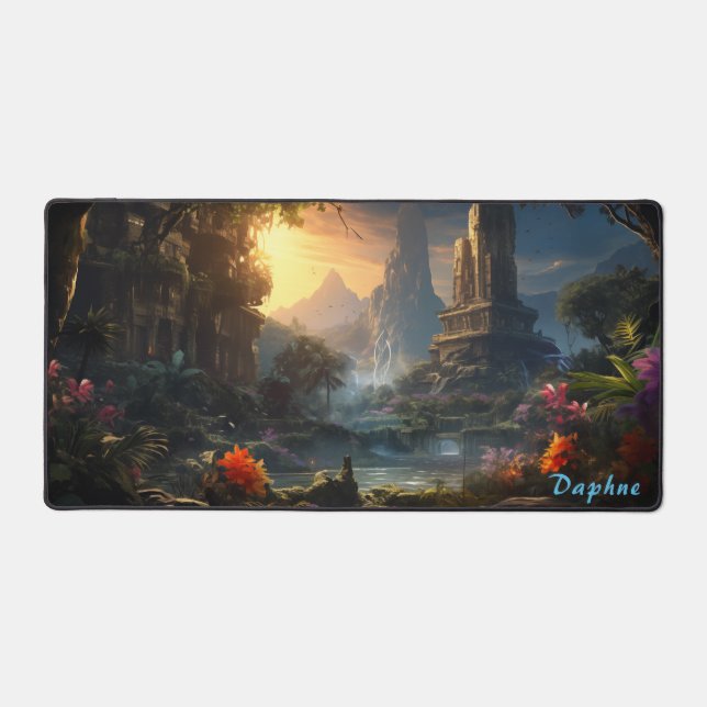 Personalized Ancient Ruins in the Forest Desk Mat  (Front)