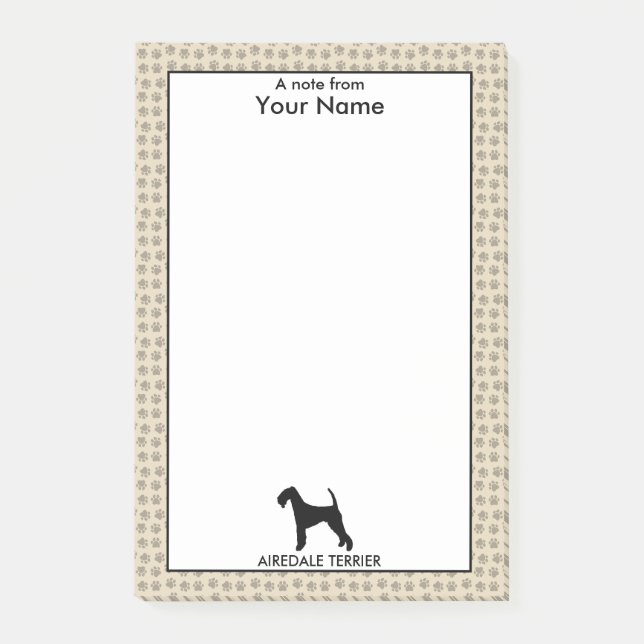 Personalized and Custom Colour Airedale Terrier Post-it Notes (Front)