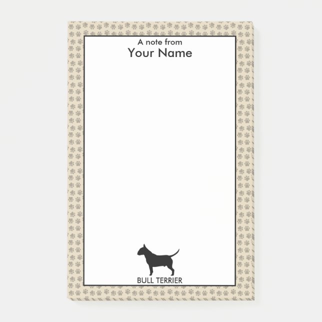 Personalized and Custom Colour Bull Terrier Post-it Notes (Front)