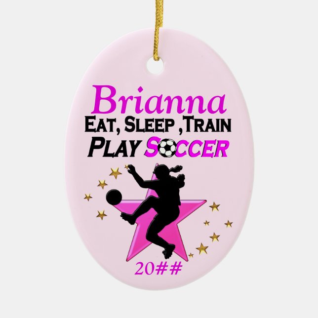 PERSONALIZED AND DATED SOCCER GIRL ORNAMENT (Front)