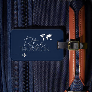 Personalized-and-elegant dark-blue traveller luggage tag