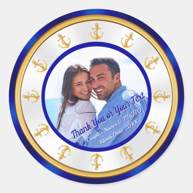 Personalized and Photo Wedding Nautical Stickers (Front)