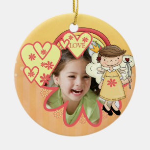 Personalized Angel Hearts Photo Ornament