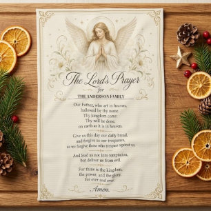 Personalized Angel Lord’s Prayer Family Kitchen Towel