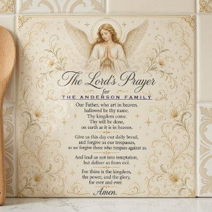 Personalized Angel Lord’s Prayer Family Name Tile