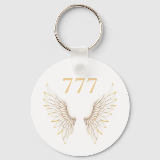 Personalized Angel Number with Elegant Wings Keychain (Front)