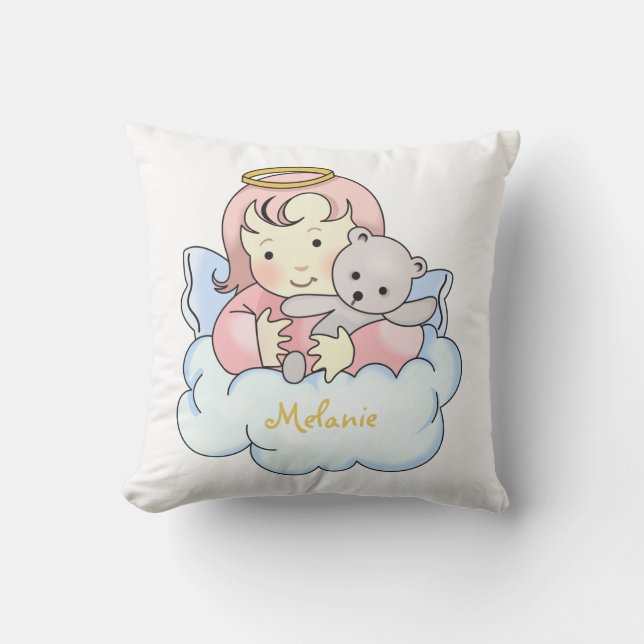 Personalized Angel On Cloud Throw Pillow (Front)