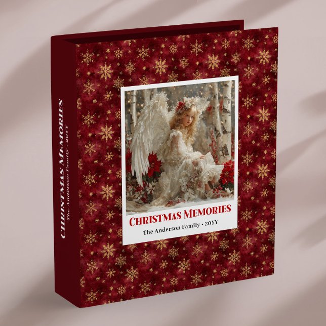 Personalized Angel Red Gold Christmas Memory Album Binder (Personalized Angel Red Gold Christmas Memory Album

)