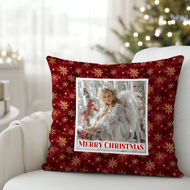 Personalized Angel Red Gold Kids Gift Christmas  Throw Pillow (Personalized Angel Red Gold Kids Gift Christmas Pillow

)