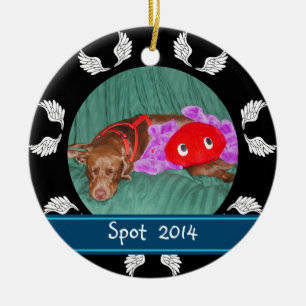 Personalized Angel Wing Border Dog Photo Ornament