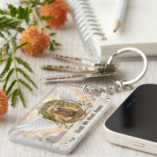 Personalized Angel Wings Pet Memorial Portrait Keychain