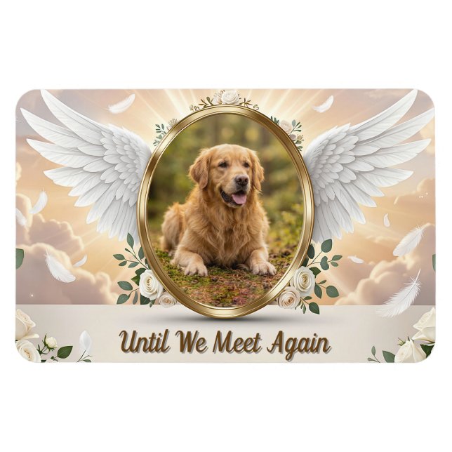 Personalized Angel Wings Pet Memorial Portrait Magnet (Horizontal)
