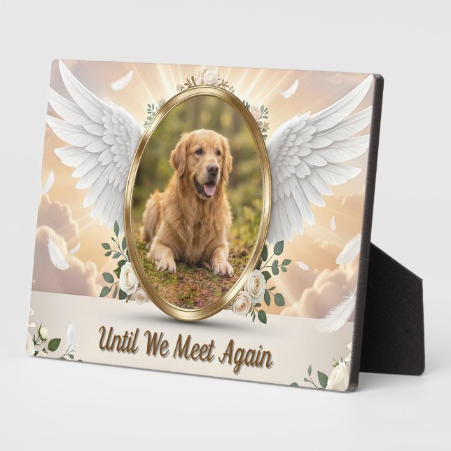 Personalized Angel Wings Pet Memorial Portrait Plaque (Side)