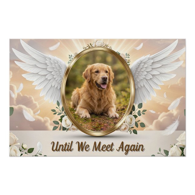 Personalized Angel Wings Pet Memorial Portrait Poster (Front)