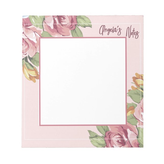 Personalized Angela's Notes Flowery Romantic (Front)