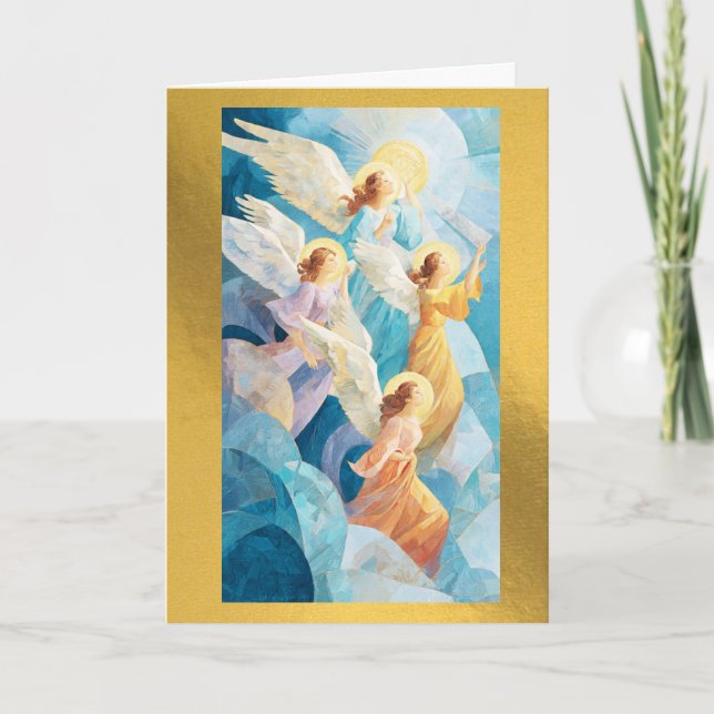 Personalized Angels Christmas Greeting Card (Front)