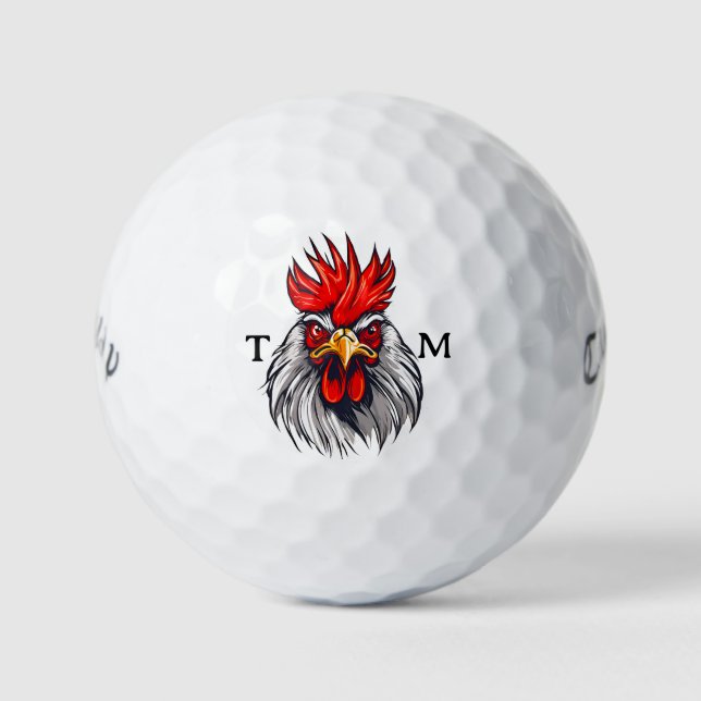 Personalized Angry Rooster Callaway Golf Balls (Front)
