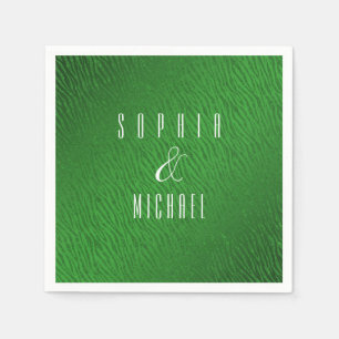 Personalized Animal Print Green Glitter Glam Napkin