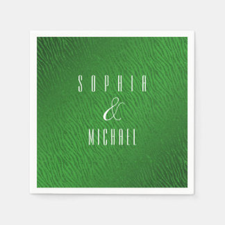 Personalized Animal Print Green Glitter Glam Napkin