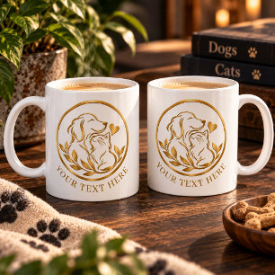 Personalized Animal Rescue Dog and Cat Gold Heart Coffee Mug