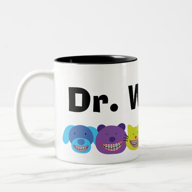 Personalized Animals in Braces Orthodontists Two-Tone Coffee Mug (Left)