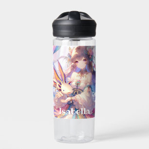 Personalized Anime Girl and Axolotl Water Bottle