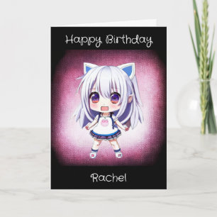 Personalized Anime Girl   Inside Colouring Page Card