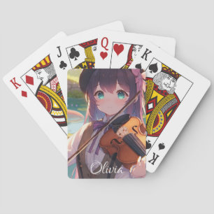 Personalized Anime Girl Playing the Violin Cards