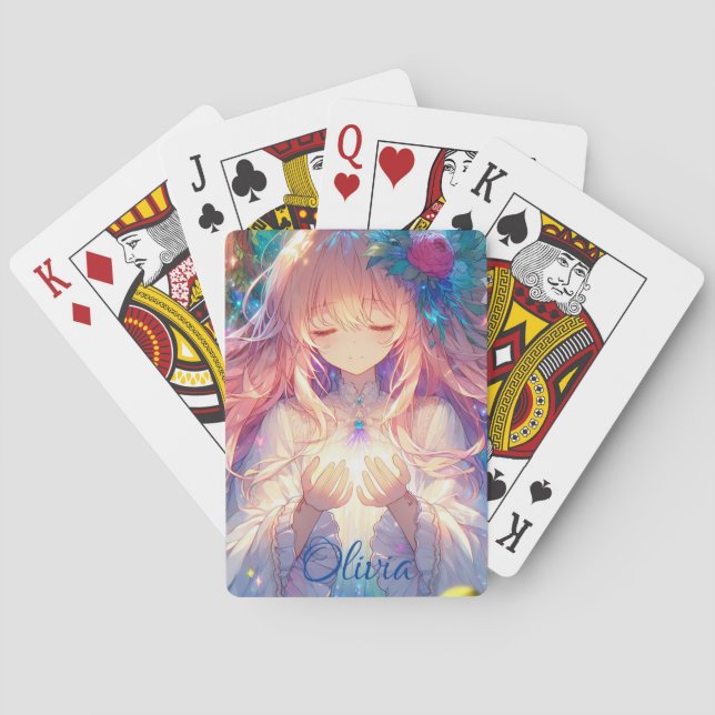 Personalized Anime Girl Sketchbook Playing Cards (Back)
