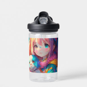 Personalized Anime Girl with Puppy Water Bottle