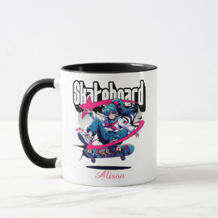 Personalized Anime Skateboard Teen Girl Mug
