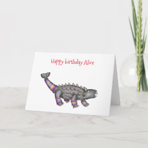 Personalized Ankylosaurus birthday card