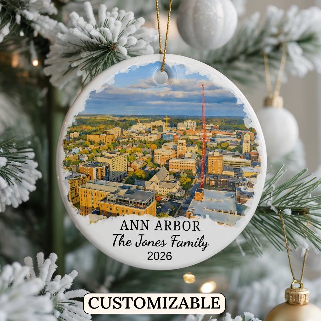 Personalized Ann Arbor Ornament, Custom Michigan Ceramic Ornament (Creator Uploaded)