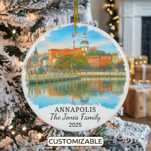 Personalized Annapolis Ornament, Maryland Ceramic Ornament